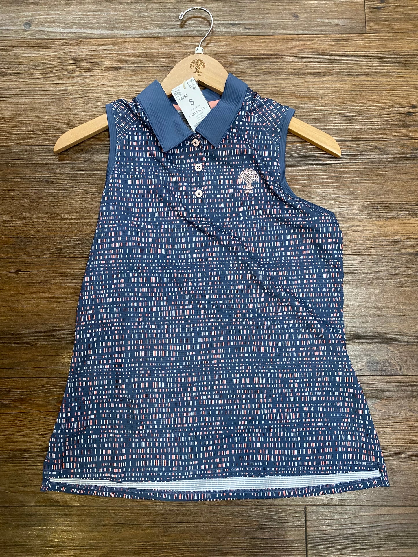 Adidas Sleeveless Polo - Navy Pattern